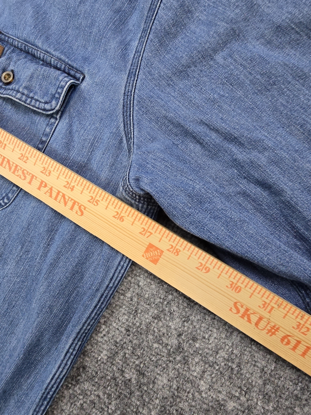 Carhartt Original Fit Denim Work Shirt Mens 2XL Light Wash Button Front Cotton - Picture 3 of 5